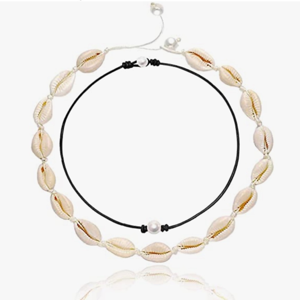 New Set of Shell Beach Boho Choker & Pearl Choker Necklaces (A16)